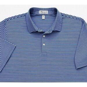 Peter Millar Polo Shirt 3XL Blue Striped Summer Comfort Golf Performance Mens